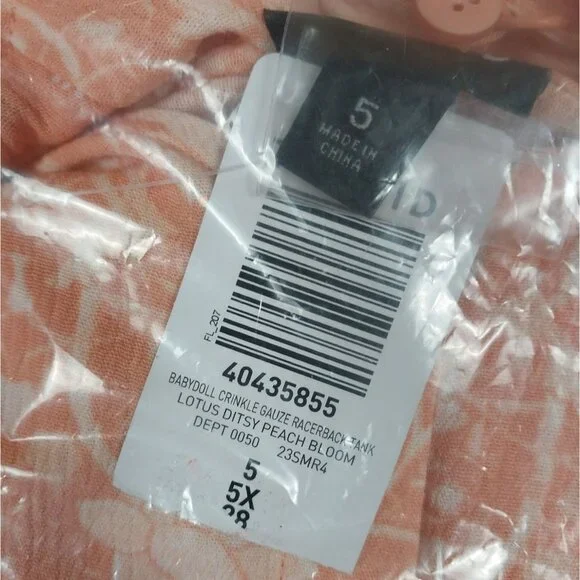 NWT Torrid Washable Crinkle Gauze Tank Peach Floral Adjustable Straps Sz 5X - Picture 10 of 13